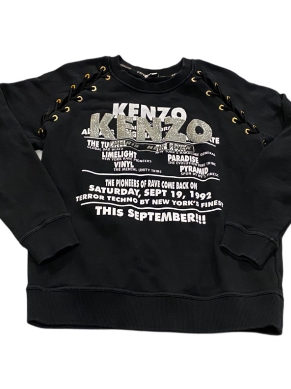 Kenzo Paris Glitter Lace Up Graphic Sweatshirt Small - Picture 2 of 9